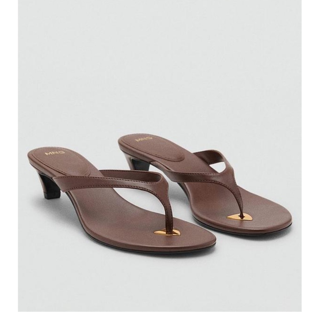 MANGO Brown Leather Sandals